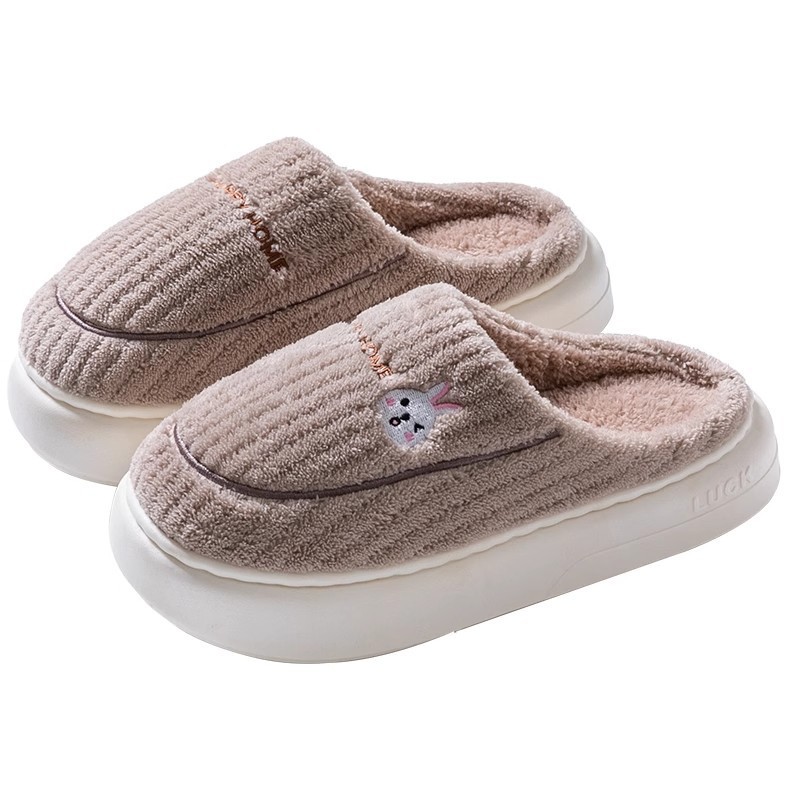 Men's cotton slippers for autumn and winter 2025 new style indoor home anti-slip, warm, fleece, non-smelly feet thick-soled cotton shoes for men Item Picture