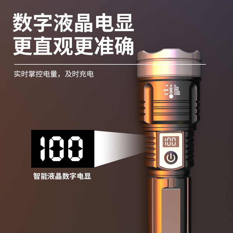 New LED high-intensity long-range flashlight with telescopic focusing Type-C charging high-brightness outdoor white laser flashlight Specification image