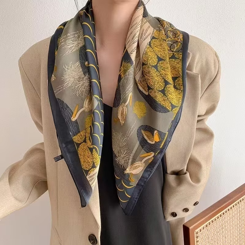 70Cm Square Scarf Professional Scarf Imitation Silk Scarves Spring And Summer Senior Sense Of Everything Temperament Female Square Wholesale