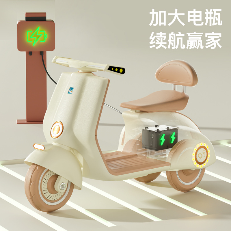 儿童电动摩托车三轮车男女孩宝宝电瓶车小孩可坐人充电遥控玩具车详情图2