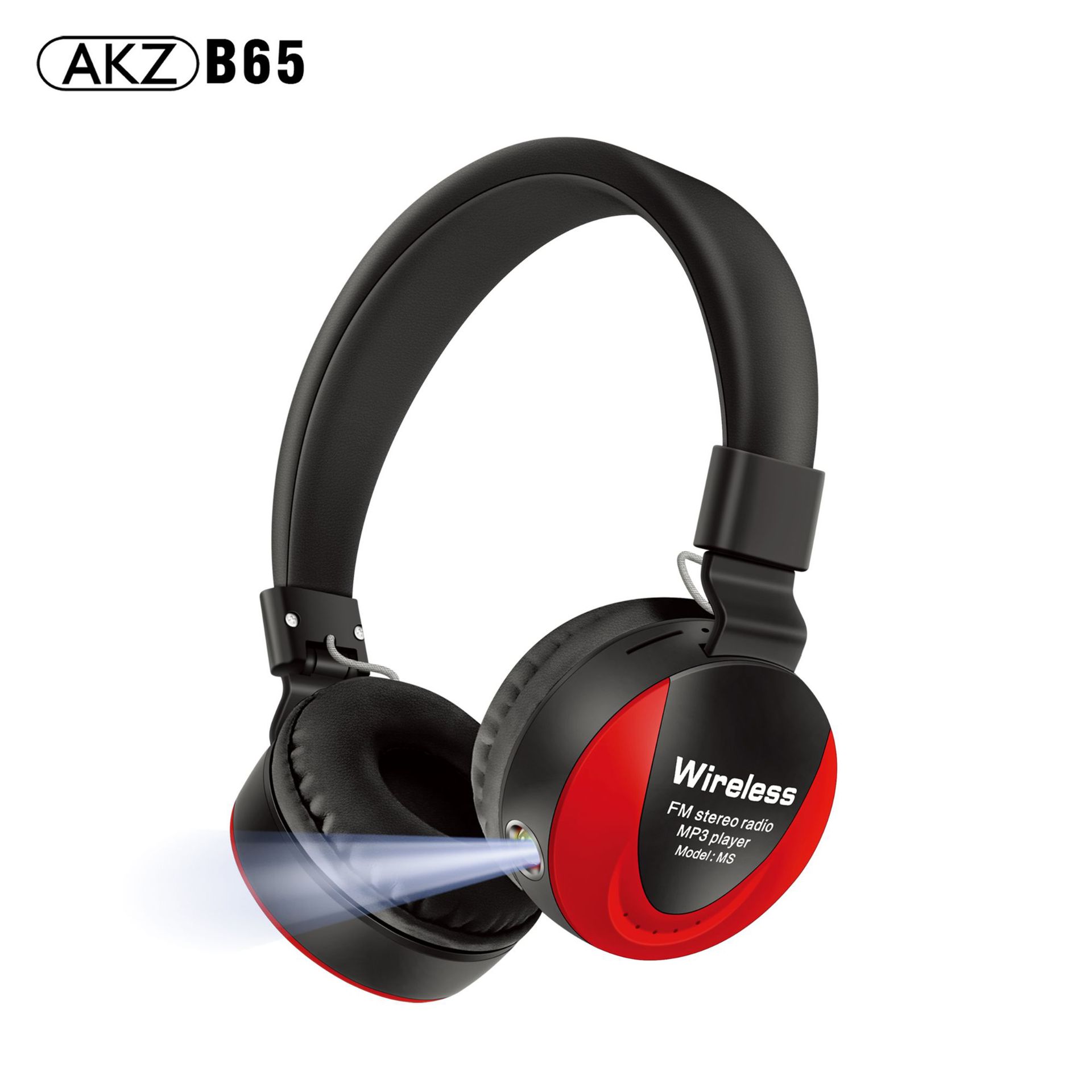 AKZ-B65 auriculares bluetooth inalámbricos plegables/linterna /FM/AUX/TF correr auriculares deportivos Application Scenario