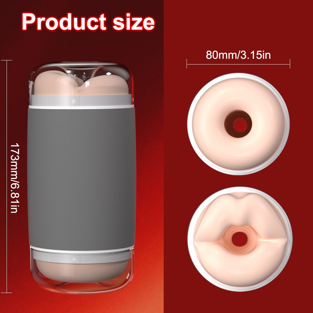 Airplane Cup Men's manual mold double-head through masturbator trainer Lulu Cup Adult sex toy Specification drawing