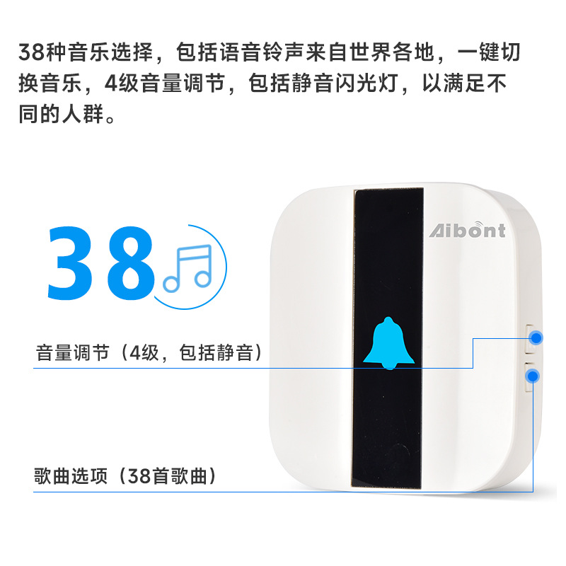 Wireless Doorbell A Drag A Household Digital Electronic Doorbell Remote Wireless Remote Control Call Device For Cross-Border details Picture