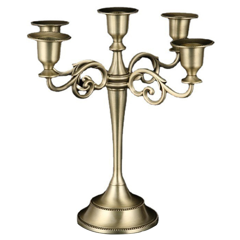 European Metal Vintage Candlestick Western Table Candlestick Decoration Candlelight Dinner Props Five Wedding Candlestick Item Picture