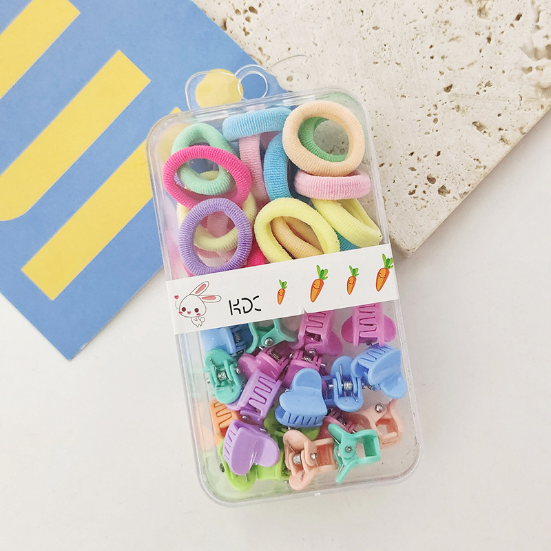 High Elastic Band Clip Set Cute And Small Children's Color Box Dual-Use Hair Accessories Do Not Hurt The Hair Circle Clip Application Scenario