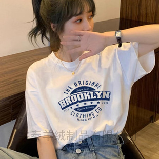 200克正肩纯棉短袖女 时尚韩版学生T恤男女情侣半袖百搭T恤衫详情9