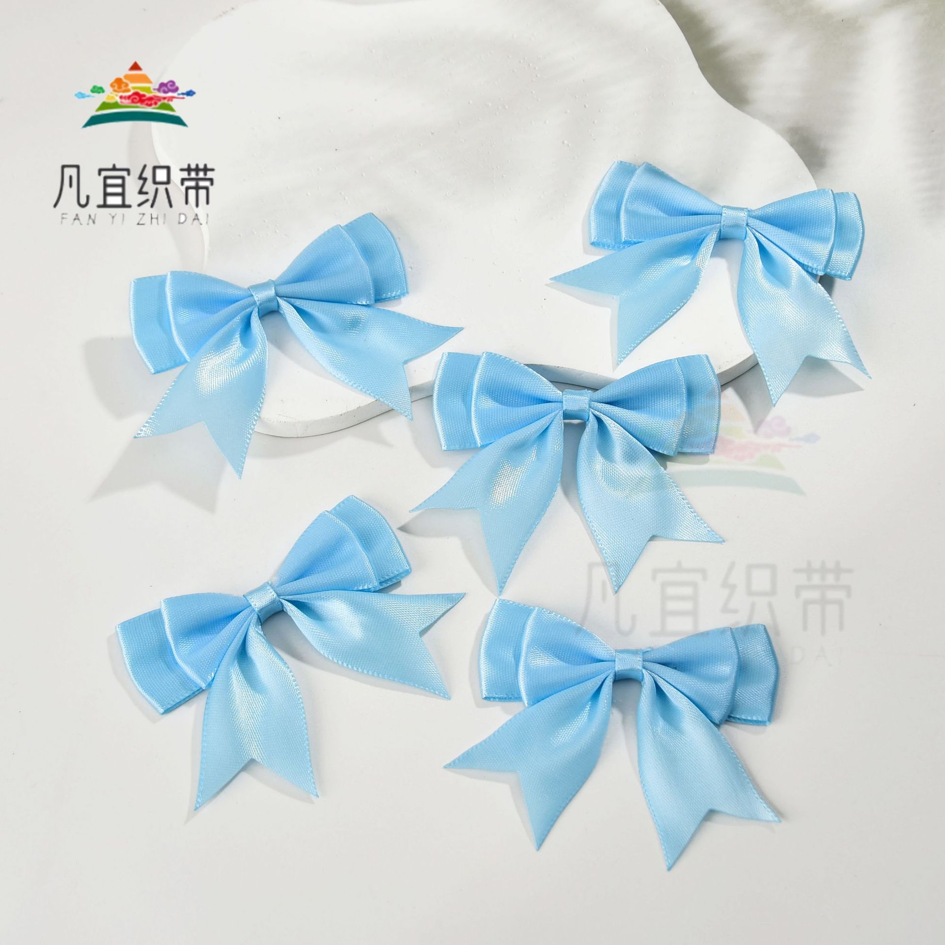 2.5cm polyester ribbon double-layer dovetail waist bow accessory factory direct sales DIY handcrafted small flower accessories pic 13
