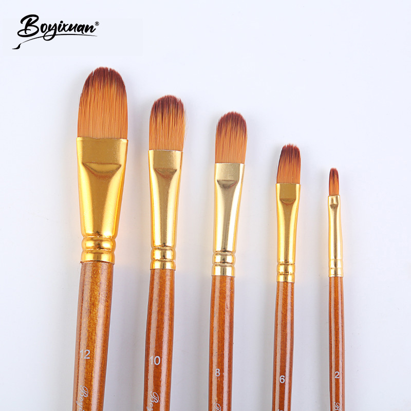 Cross-border in-stock 5-stick watercolor acrylic multi-purpose painting set for students, direct supply from the manufacturer of nylon brushes details Picture