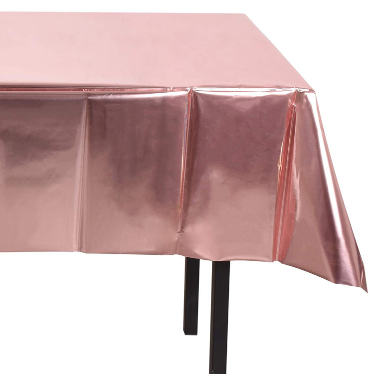 跨境亮面玫瑰金桌布 防水镭射铝膜聚会装饰一次性铝箔派对桌布详情图2