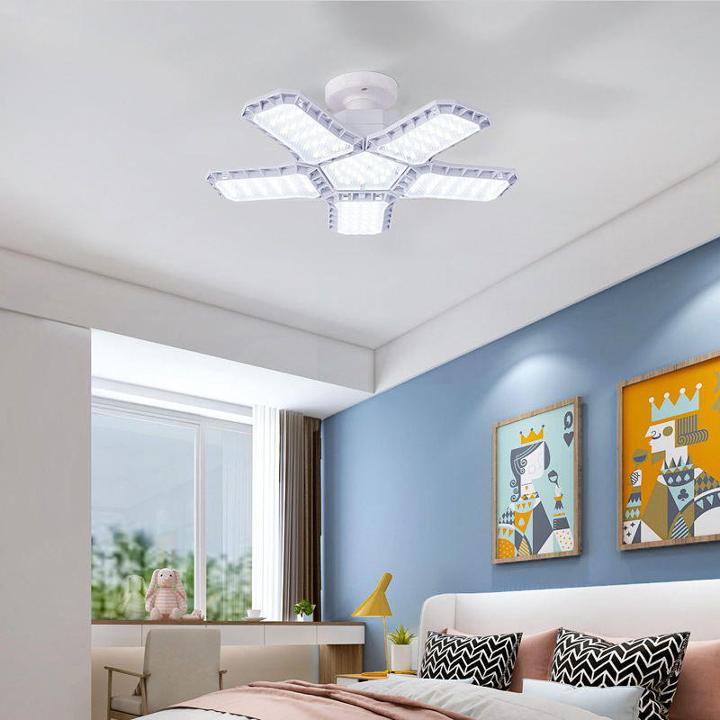New Diamond Led Folding Warehouse Leaf Light Bulb Wide Pressure 4 Leaf 60W5 Leaf 80W Amazon Foreign Trade Supply details Picture