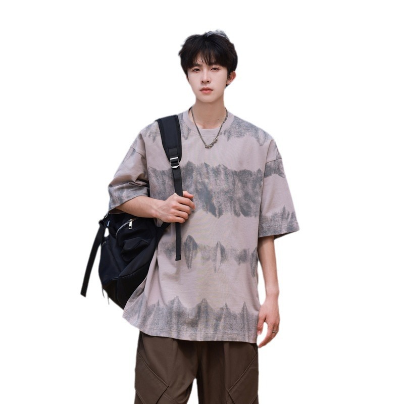 100% cotton short-sleeved T-shirt for men, 2024 summer trendy brand ins loose thin round-neck top, a heavyweight couple's T-shirt Item Picture