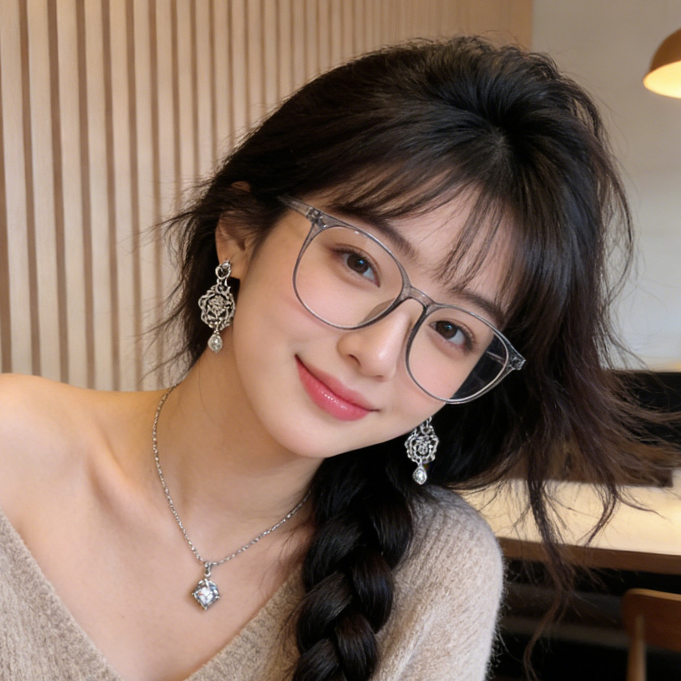The large-framed anti-blue light flat glasses can be paired with myopia glasses frames. They are popular and artistic glasses on Xiaohongshu Specification image