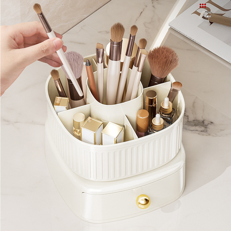 Light Luxury Ultra-Large Capacity Multi-Functional 360-Degree Rotating Makeup Brush Storage Bucket Internet Celebrity Desktop Pen Holder Storage Box Specification drawing