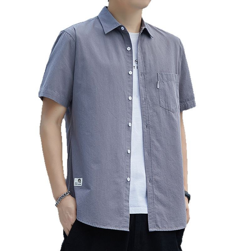 Pure cotton short-sleeved shirt for men's summer 2025 new style thin all-cotton inch shirt, a trendy business and casual shirt for young people Item Picture