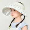 Spring and summer children's thin sun hats, girls' sweet princess empty top sun hats, small floral and large brim sun hats Specification image