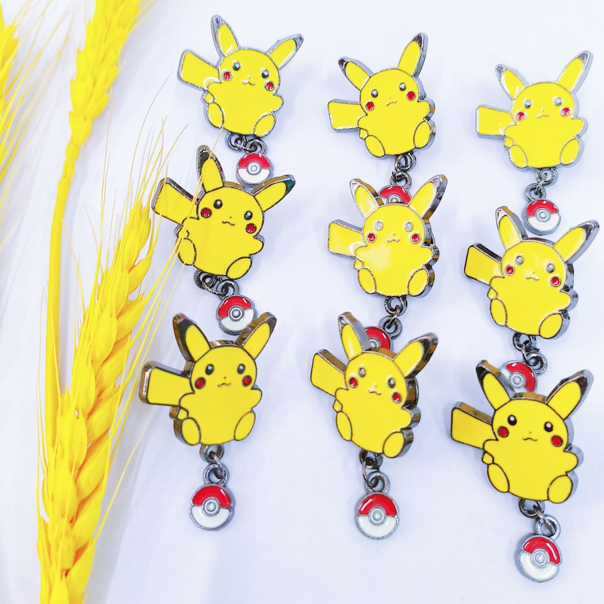 Alloy Japanese Anime Cartoon Pikachu Brooch Cute Cartoon Metal Badge Pokemon Pin Collar details Picture