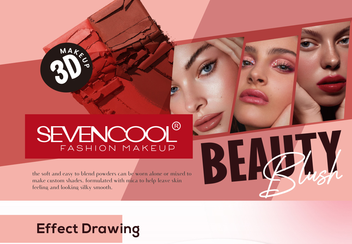 SEVENCOOL Blush matte, long-lasting whitening, easy to apply, blush cosmetics, makeup, nude series, single color blush pic 3