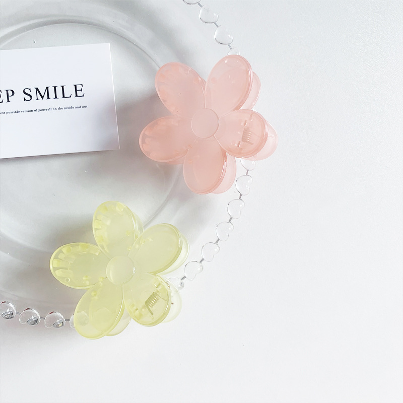 Korean Instagram Style Flower Bath Jelly Hairpin Morandi Girl Hairpin Grab Clip Back Of Head Hair Clip Application Scenario