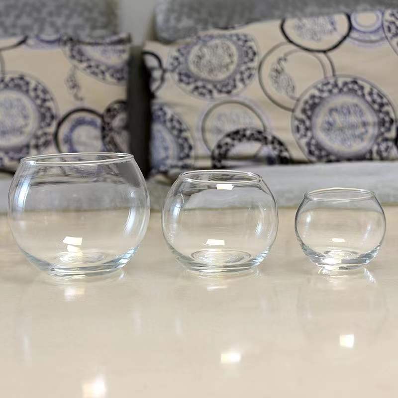 现货透明烧口玻璃球杯 包口玻璃圆球 蜡杯 水培玻璃瓶小鱼缸批发详情图4