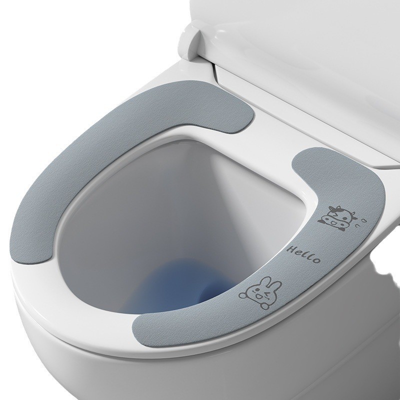 家用马桶坐垫通用马桶贴粘式坐便器垫坐便套防水冬夏四季型马桶圈白底实物图