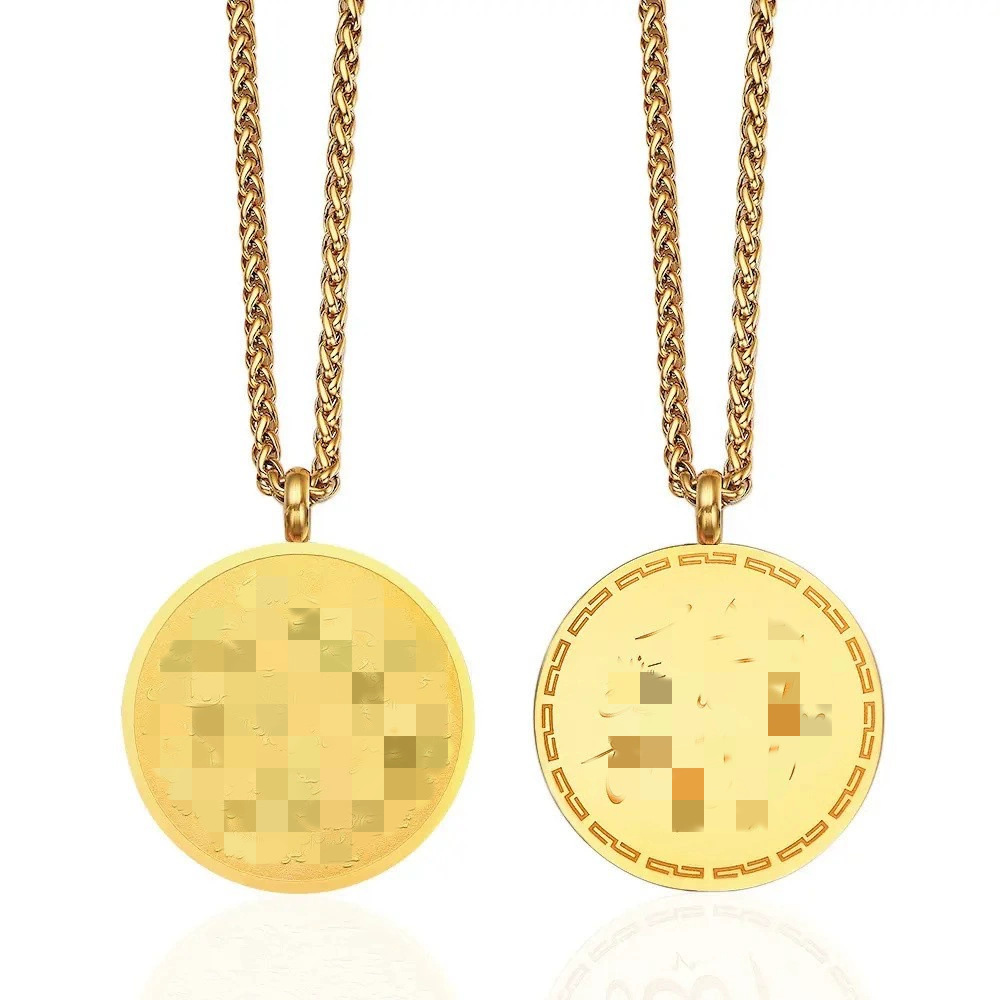 跨境亚马逊热销不锈钢新款圆形几何吊坠个性时尚简约情侣项链饰品详情5