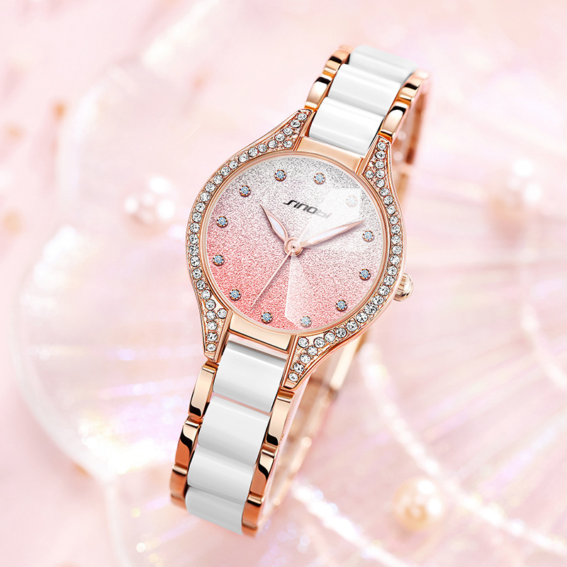 "Full Sky Star Watches Women's Wholesale Luxury watches, diamond-encrusted fashionable and simple gradient glitter wristwatches, cross-border women's watches 9850. details Picture