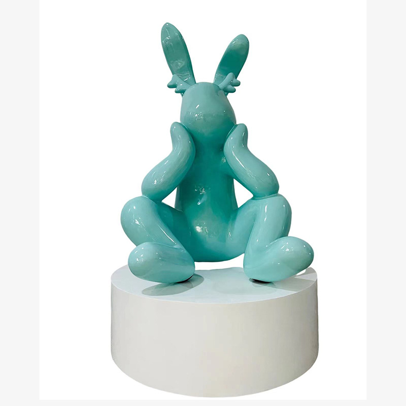 Modern Simple Electroplating Cartoon Thinking Rabbit Decoration Model Room Sales Office Living Room Study Creative Decoration