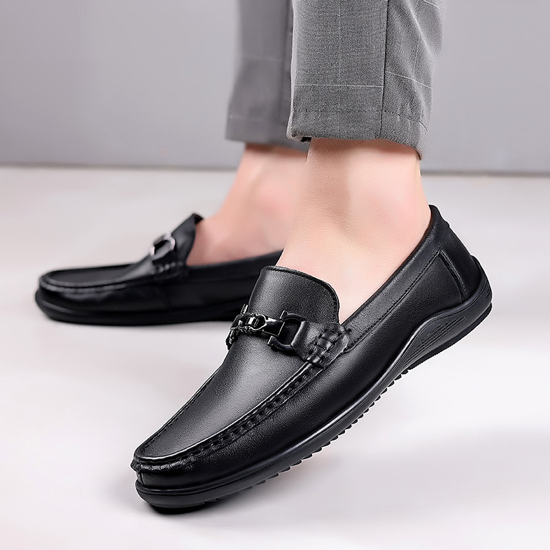 New autumn simple men's lazy casual shoes, men's oversized shoes, black shoes, genuine leather bean shoes, men's 48 Application Scenario