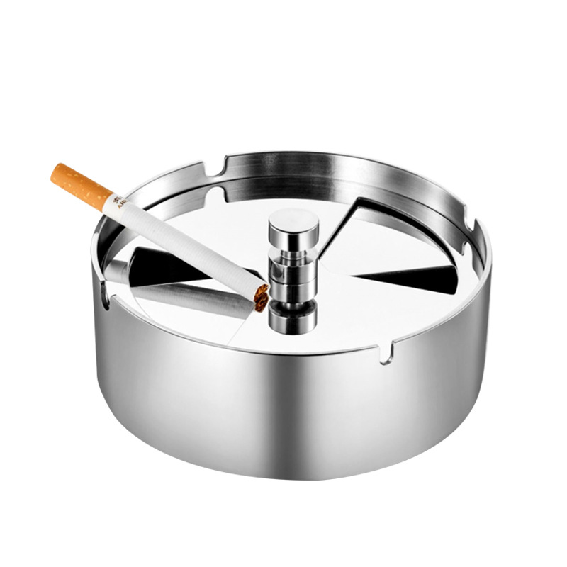 Thickened rotating cover stainless steel ashtray for car, windproof ashtray, office and household countertop, ashtray, car gift Item Picture