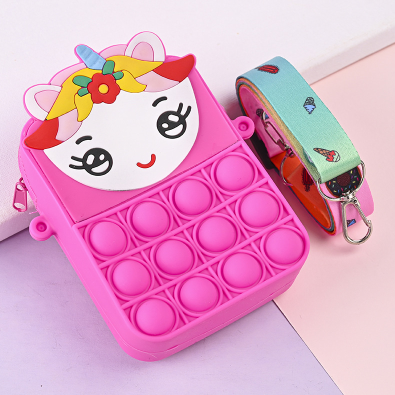 New cross-border rat extermination Pioneer Princess coin Purse, girl crossbody bag, stress-relieving toy bag, silicone bubble Fun bag, hand-carry crossbody rat extermination Pioneer coin purse, children's toy bag details Picture