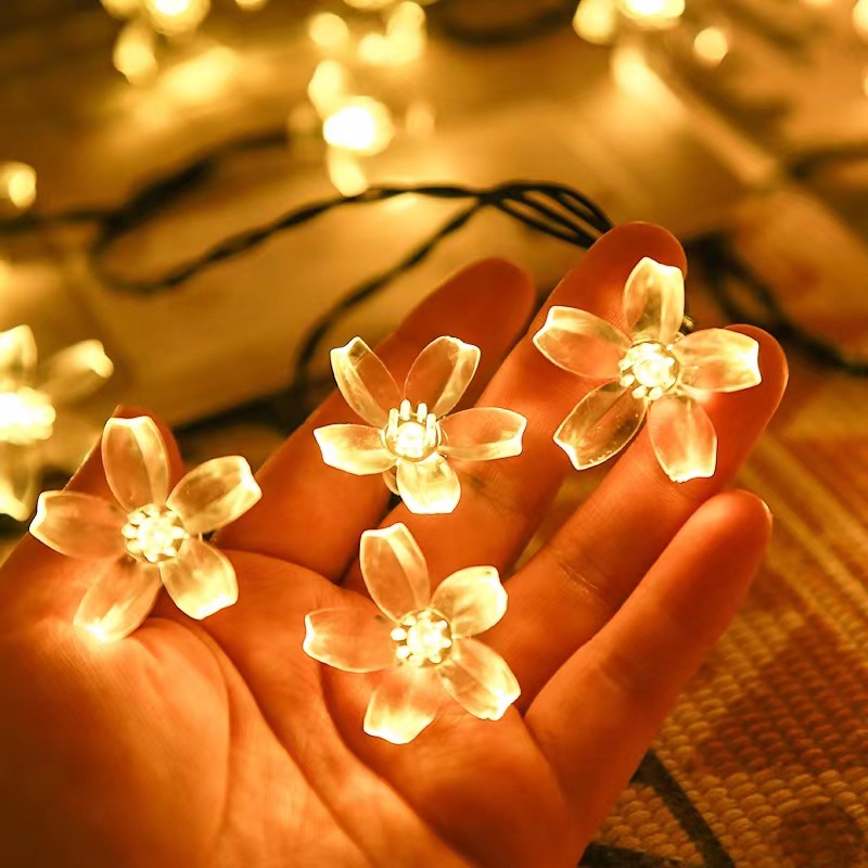 Wholesale of LED cherry blossom solar light strings in stock, outdoor waterproof courtyard hanging lights, and small decorative lights for home bedrooms Specification image