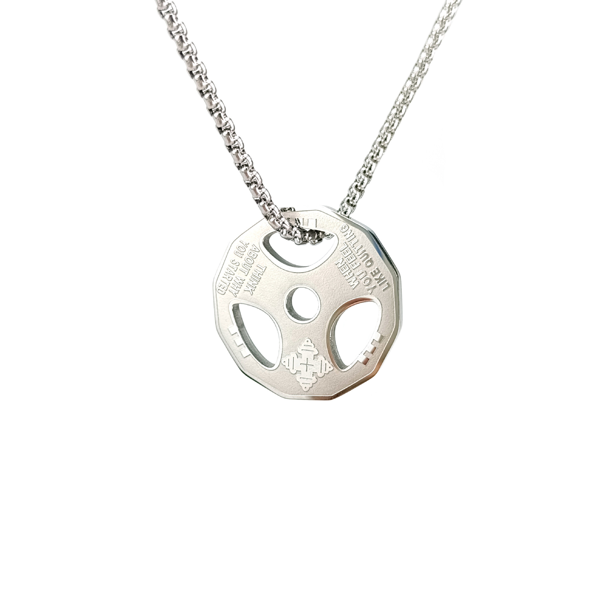 Europe And The United States New Barbell Dumbbell Piece Accessories New Stainless Steel Pearl Necklace Men's Pendant Cross-Border Jewelry Chain Specification drawing