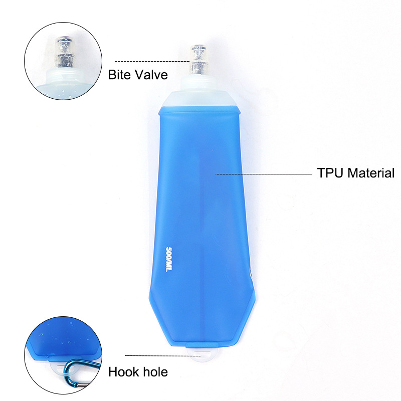 Outdoor sports folding soft water bottle TPU water bag, marathon running water replenishment equipment pic 1