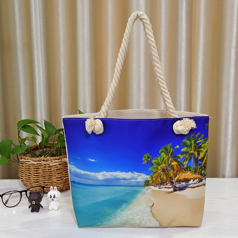 Canvas Beach Bag Women's Tote Bag With Bottom, No Side Shoulder Sports Tote Large Capacity Canvas Bag