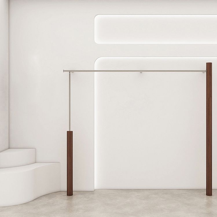 Buy Hand Shop Solid Wood Walnut Color Clothing Store Display Rack Floor To Wall Hangers Stainless Steel On The Wall Display Rack Specification drawing