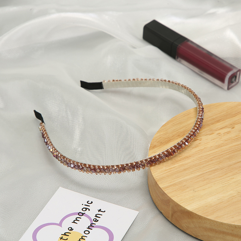 Shiny water diamond hair band, Korean retro women's headband, minimalist and individual hair accessory, facial pressure hair band, pearl hair accessory Specification image