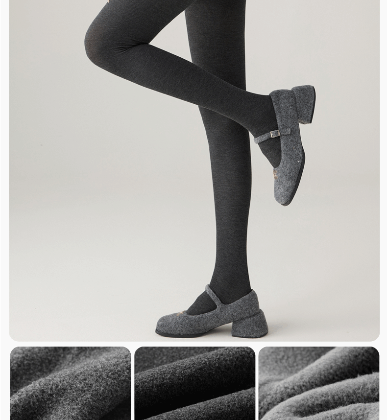 One-piece consignment of cashmere leggings for women in autumn and winter, thickened with velvet and fine stripes, and slightly pressed and shaped grey pantyhose pic 18