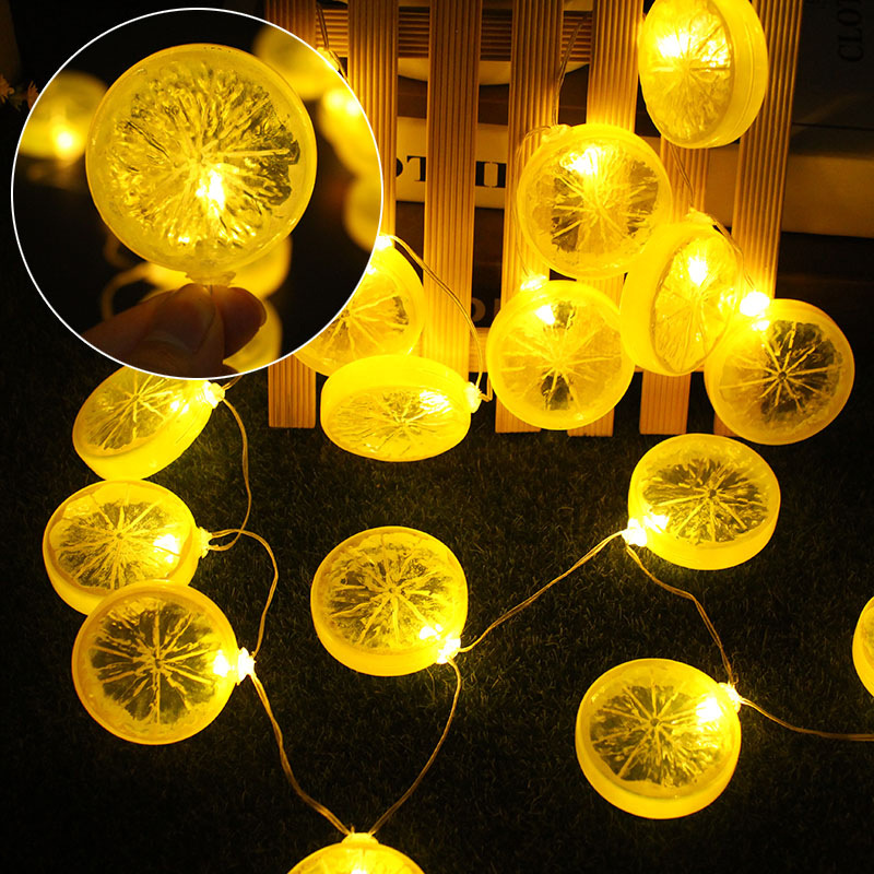 Creative new product LED lemon light string, ins room fruit decorative light, festival and wedding small colorful light, lemon fruit light Application Scenario