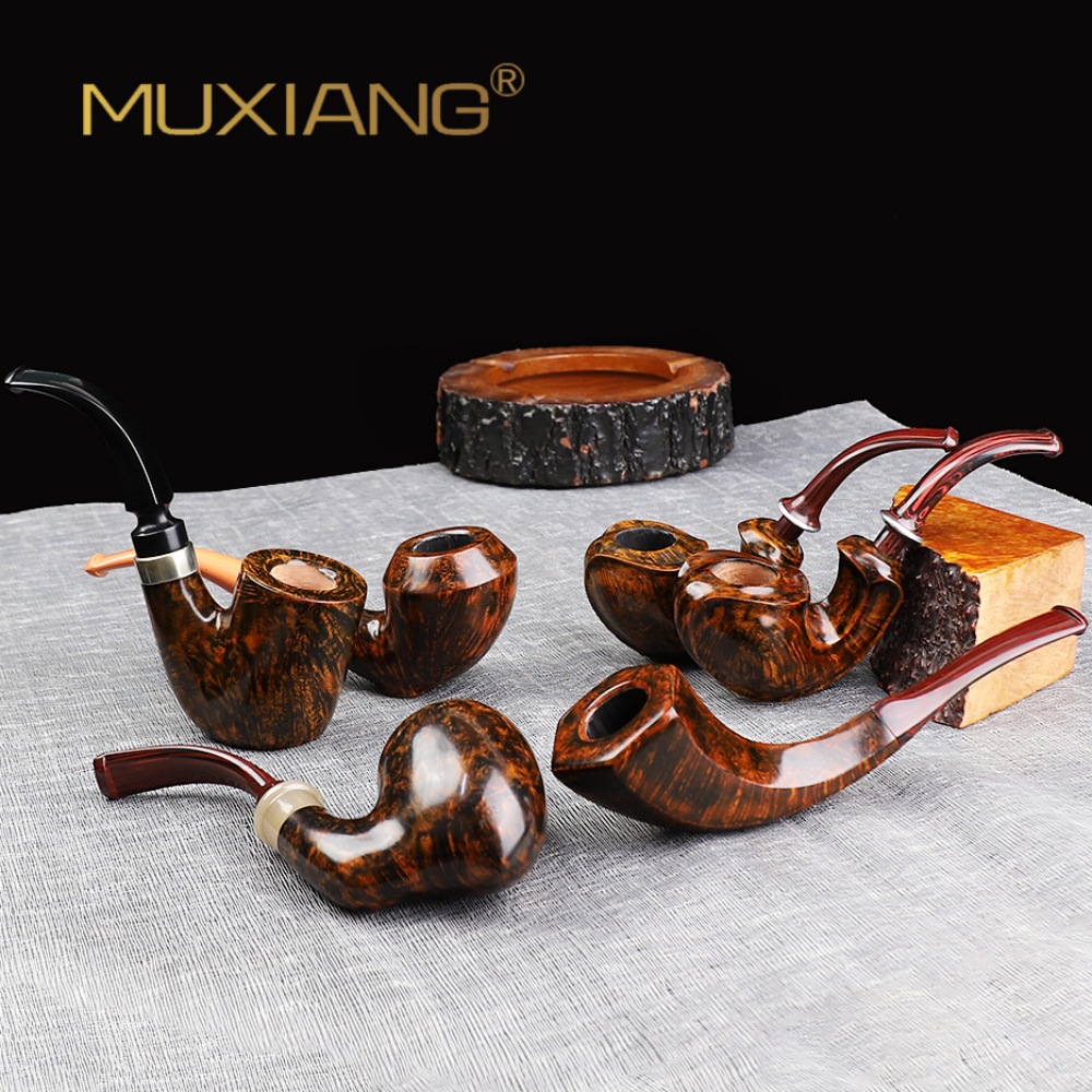 木香纯手工石楠木烟斗pipe带瘤皮精美火焰纹木质烟斗