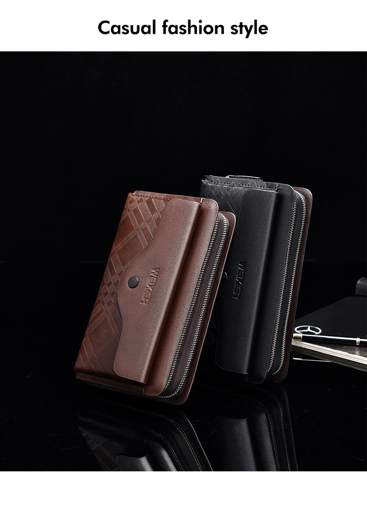 休闲男士长款商务钱包便携手抓包pu大容量双拉链手拿包多卡位夹包详情19