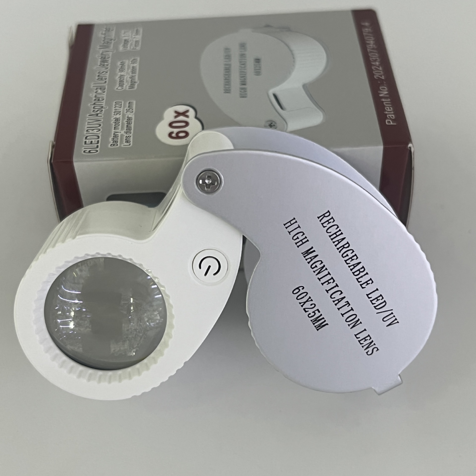 新款充电款60倍6个LED灯+3个UV灯非球面铝合金外壳高清珠宝放大镜