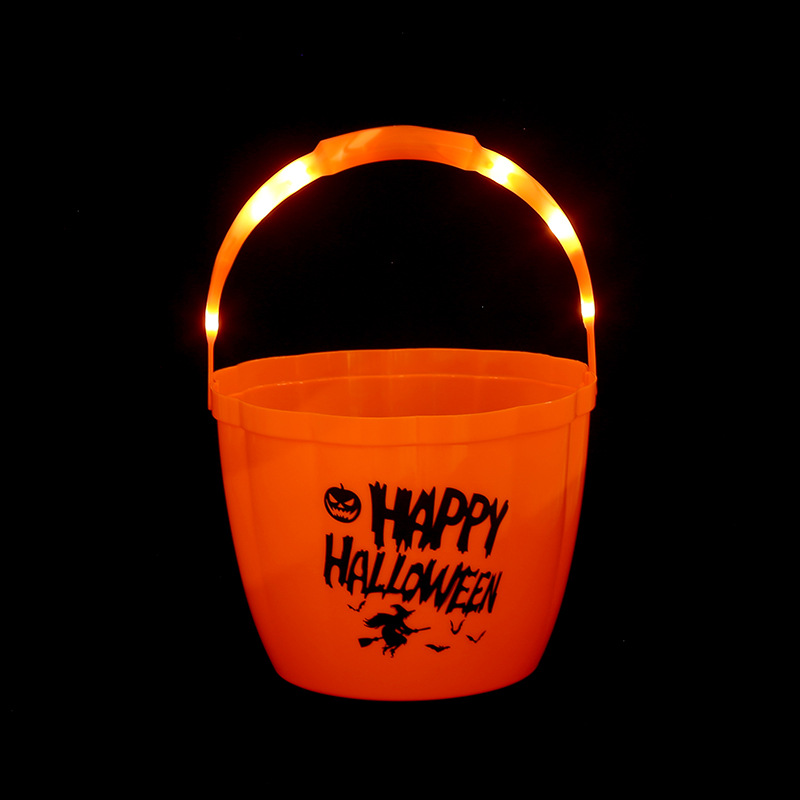 Halloween Children Carrying Candy Bucket Easter Atmosphere Decorative Bucket Carrying Plastic Light-Up Scare Prop Bucket Application Scenario