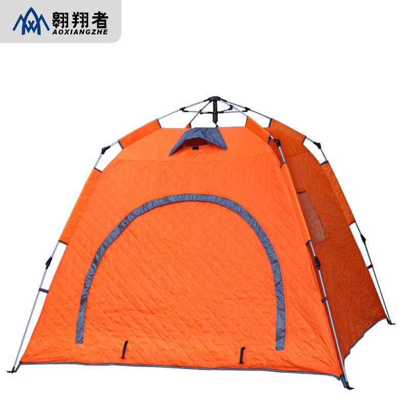 The Aoxiang Outdoor Camping winter ice fishing thickened and cotton-padded portable tent with large space for warmth, cold protection and snow protection Application Scenario