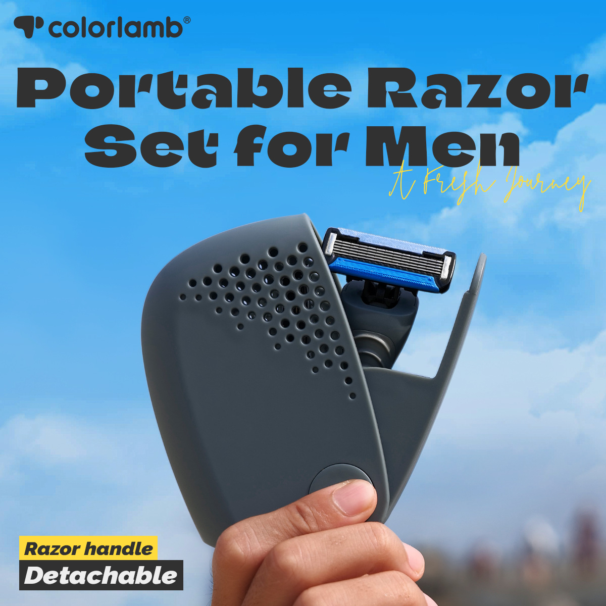 Colorlamb颜羊男士剃须刀便携3.0可组装金属长柄5+1层手动剃须刀