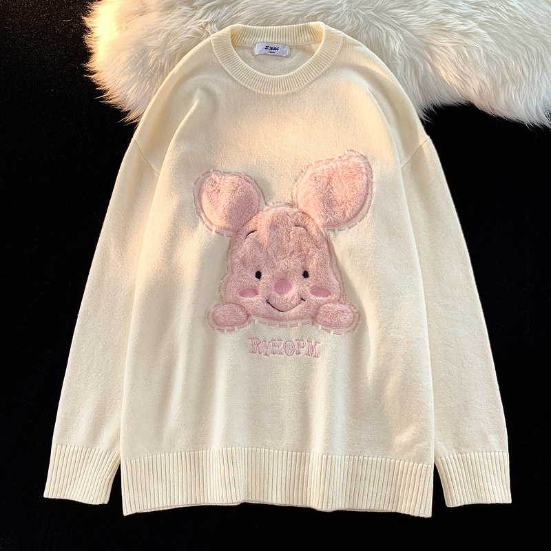 YPRS Men's Wear 2022 Loose sweater, gentle and cute little pig, fluffy couple, laid-back knitted sweater and coat Application Scenario