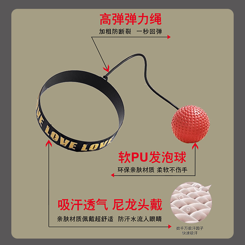 跨境新款健身头戴式拳击反应球解压发泄球速度球成人儿童娱乐家用详情图2