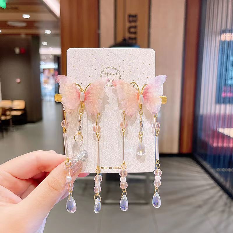 Princess Children Antique Hair Accessories Fringe Rabbit Retro Baby Hair Clip Chinese Style Hanfu Antique Ribbon Clip Specification drawing