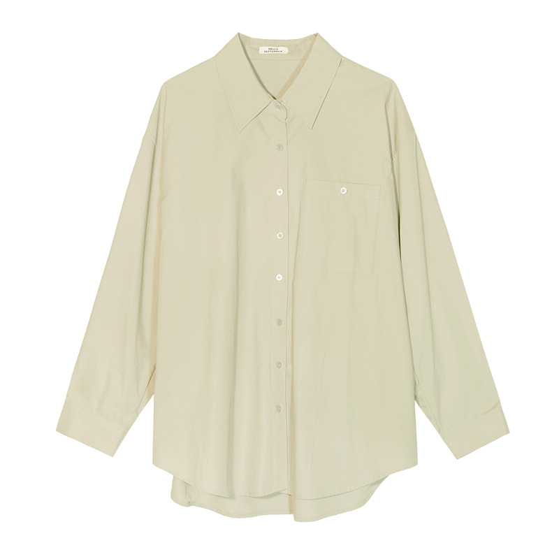 【 Daihe 】2022 Autumn New Collection: Stylish Korean-style Casual lapel Long-sleeved Pure Cotton Shirt for Women H3067 Item Picture