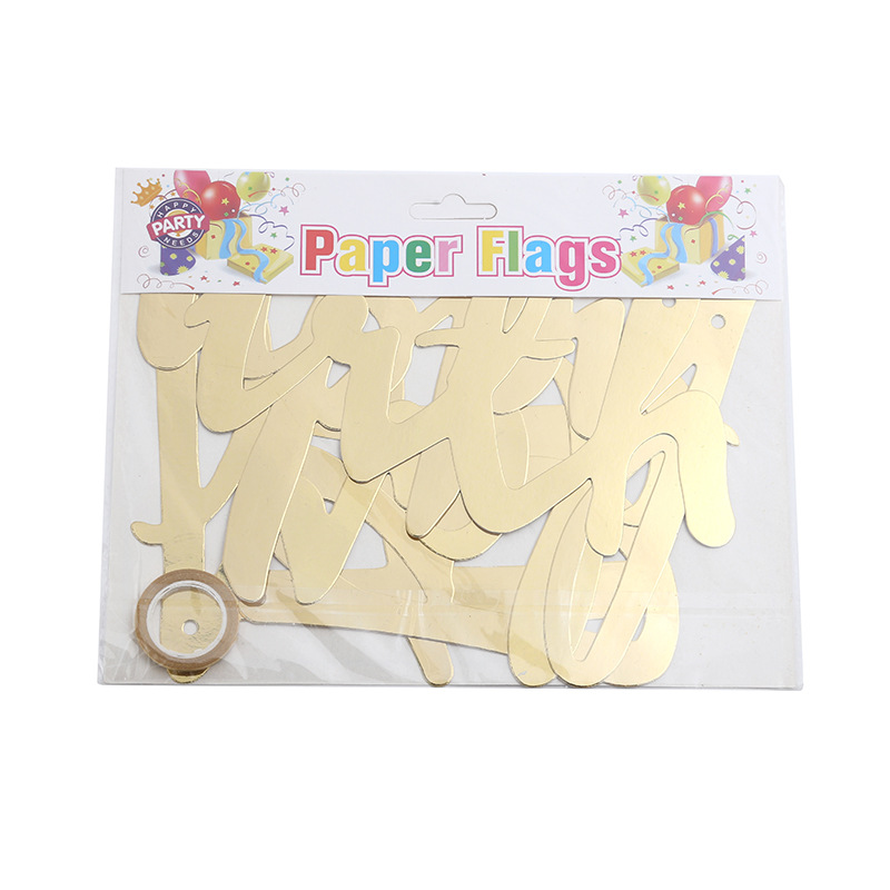 New Bronzing Stretch One-Piece Alphabet Pull Flag Children's Birthday Party Indoor Party System Column Decorative Banner Pull Flag details Picture