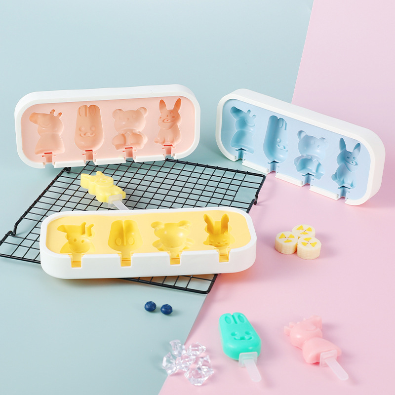 新款食品级硅胶雪糕模具DIY制冰模冰淇淋家用卡通铂金级雪糕模图